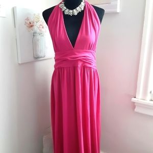 Fuscia Halter Necktie Dress